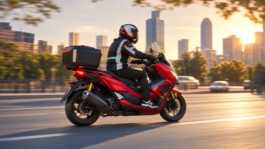 Şehir içinde teslimat yapan motosikletli kurye